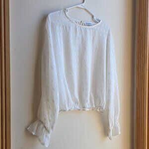 Solution Sheer White Poet Blouse Size Medium